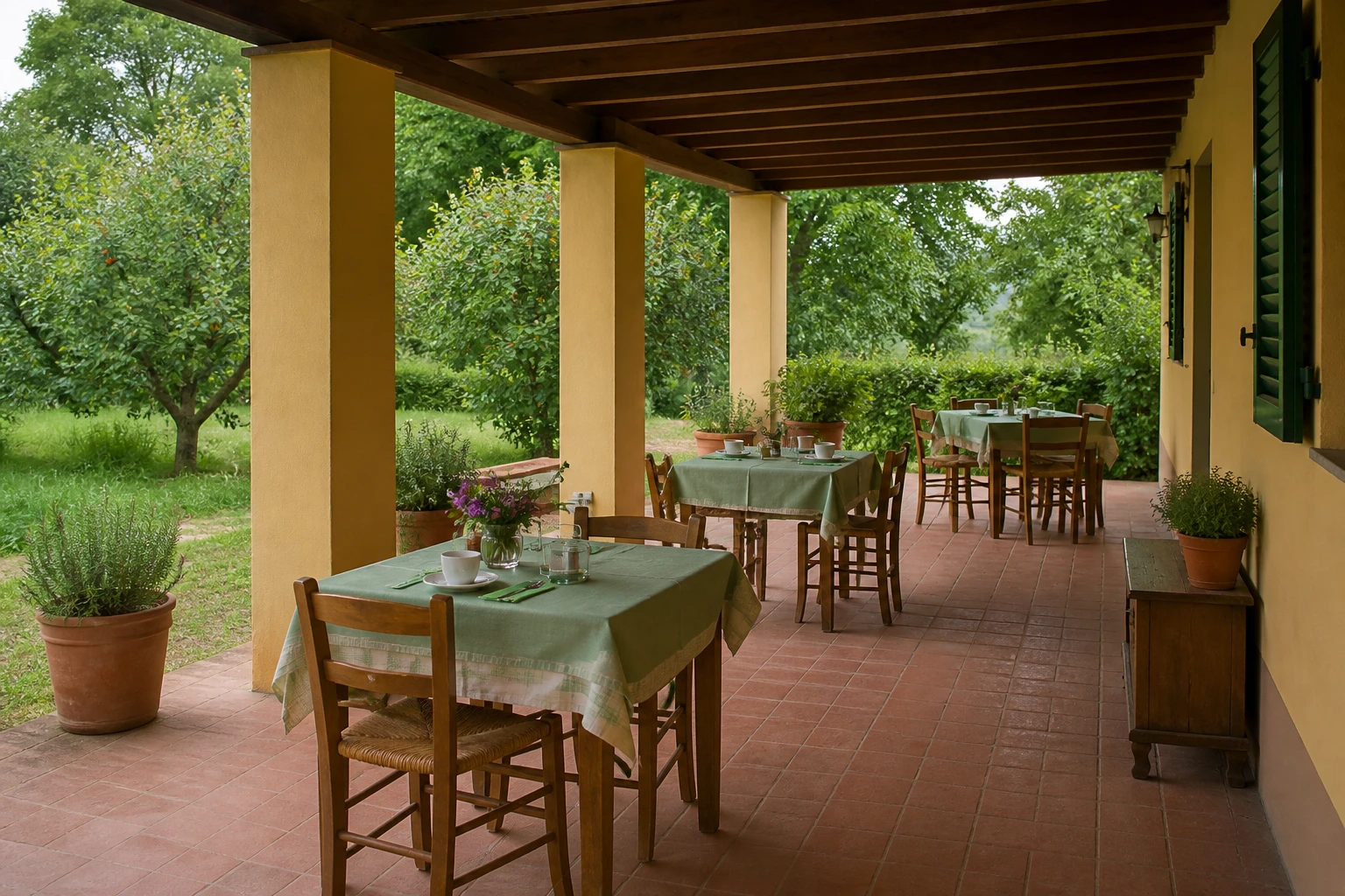 Colazione sotto il portico