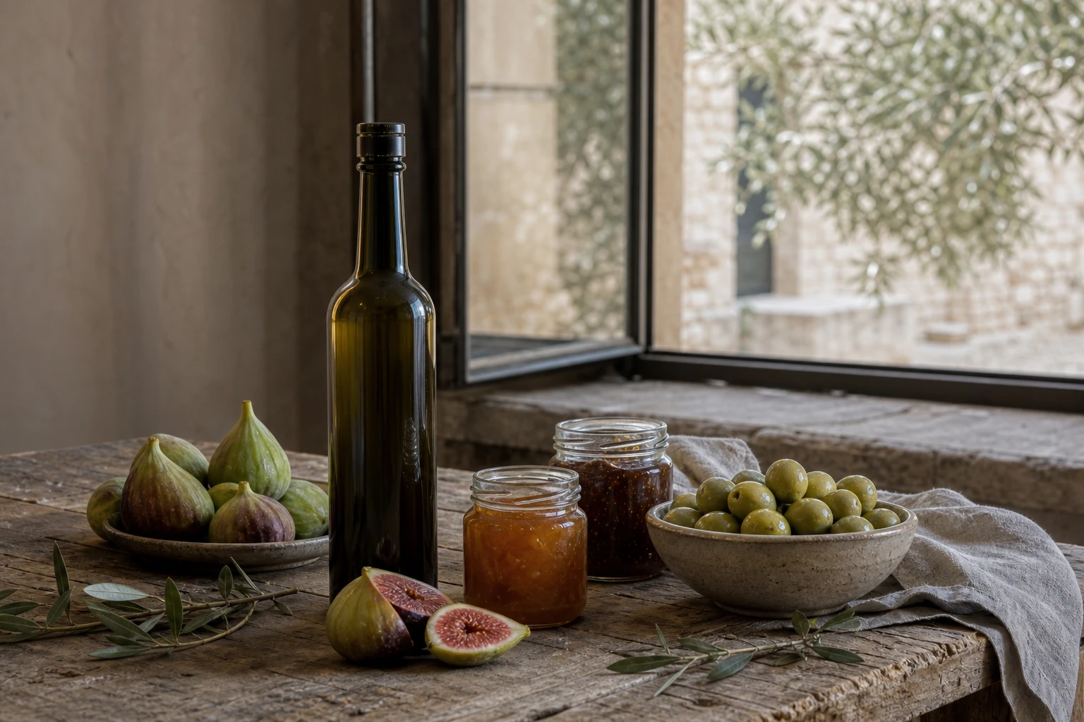 Olio, confetture, fichi e olive prodotti nella masseria