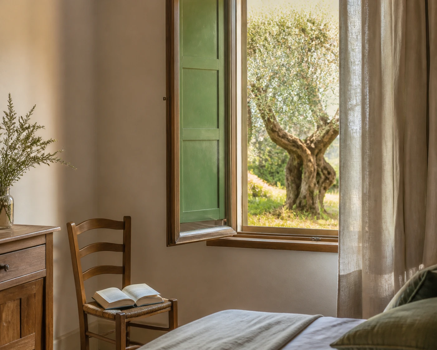 Finestra della casa affacciata sull'oliveto