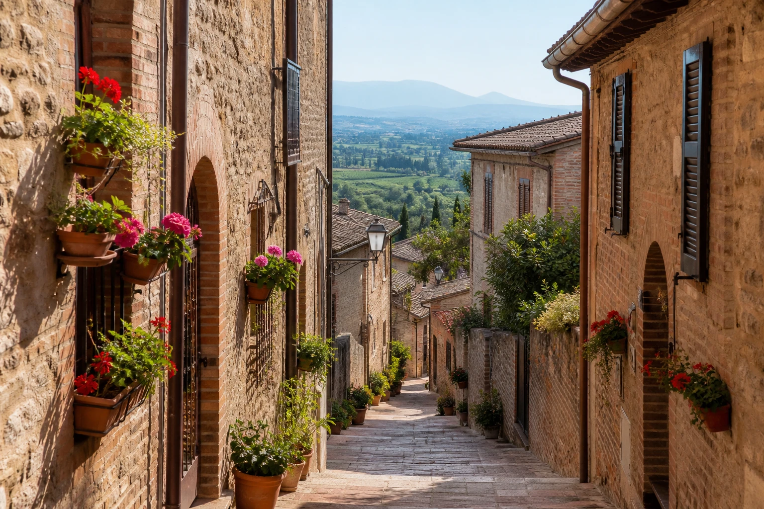 Vicolo fiorito nel centro storico di Spello