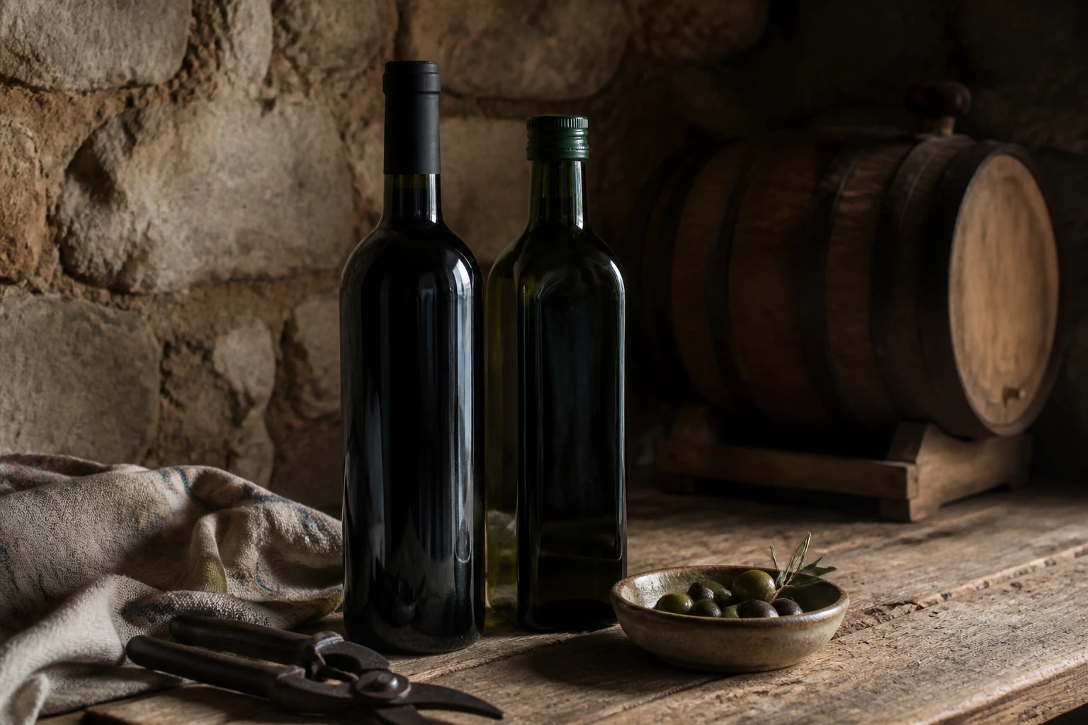 Vino e olio prodotti dall'azienda