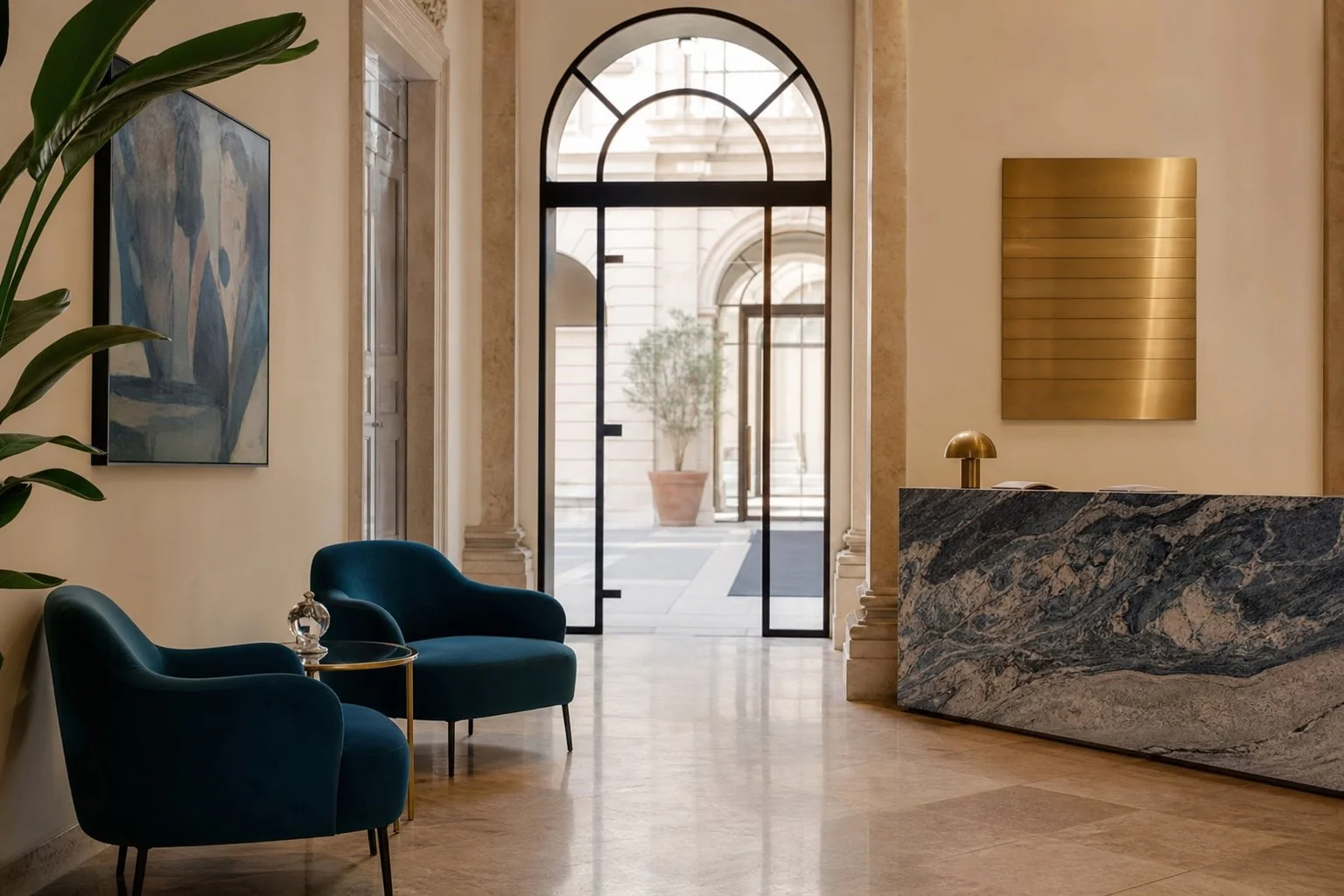 Ingresso e sala d'attesa di uno Studio Legale contemporaneo a Roma