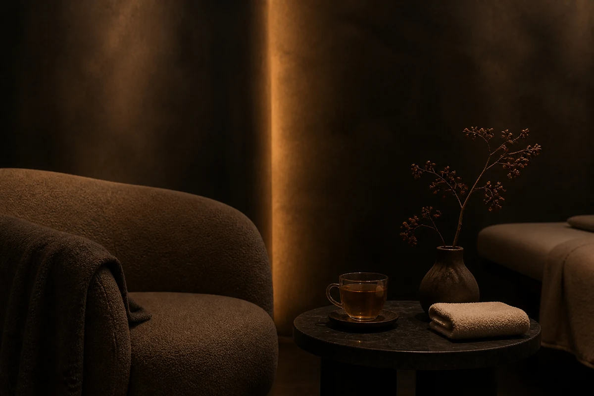 Lounge privata con tisana dopo il trattamento