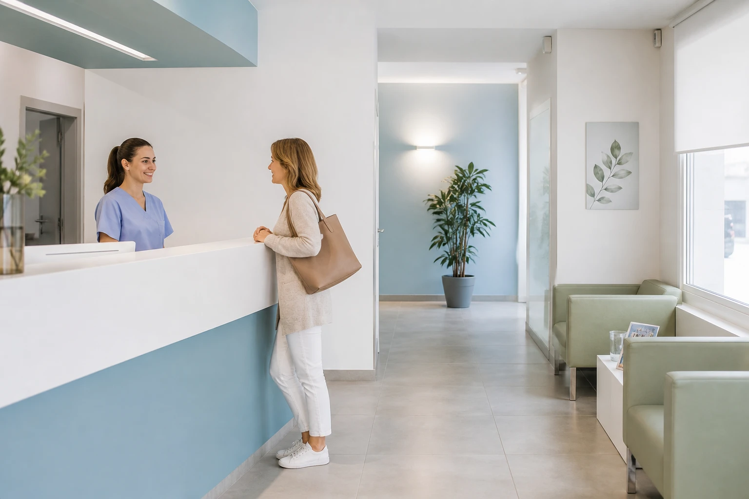Reception accessibile e luminosa dello studio dentistico