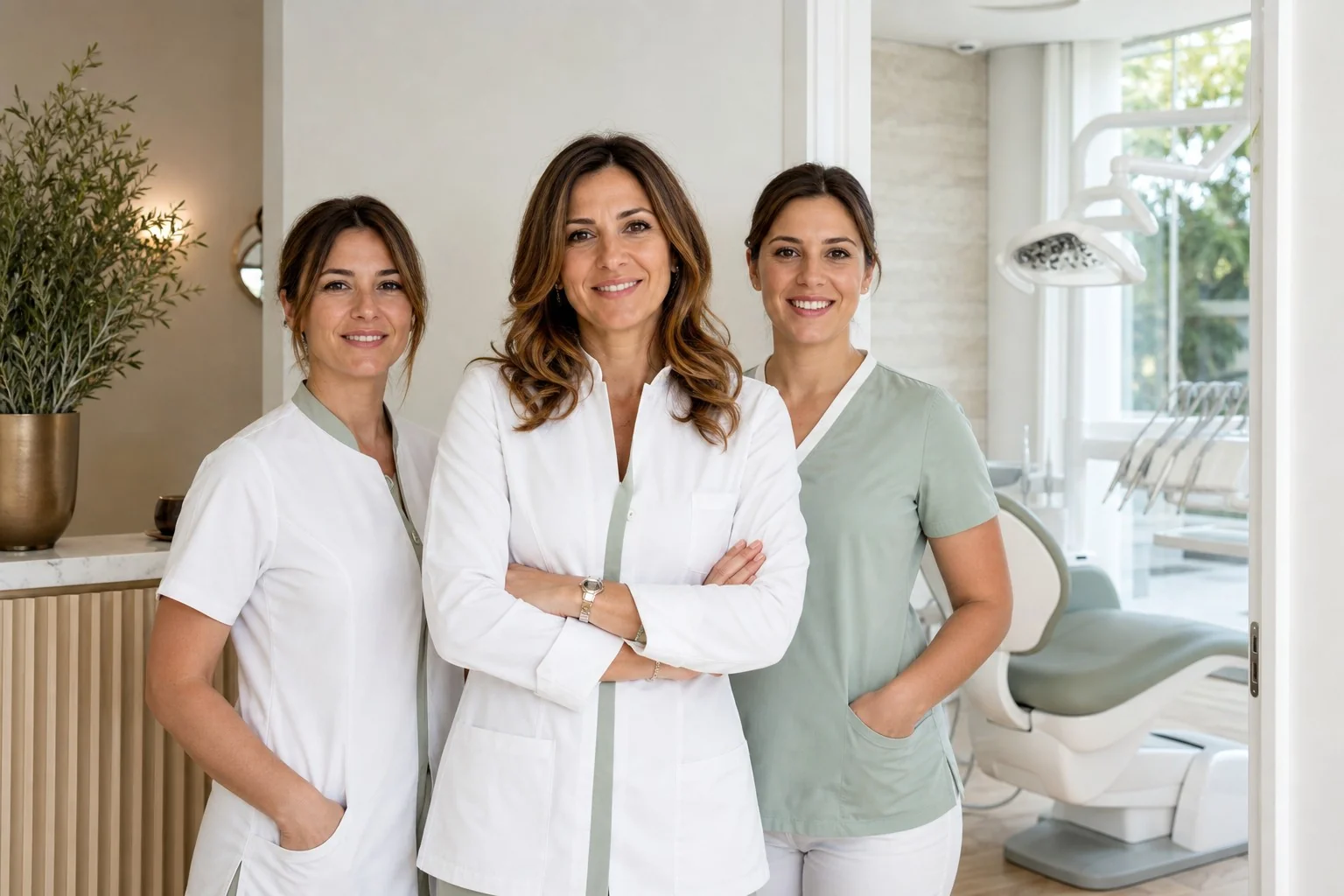 Dentista, igienista e assistente nello studio odontoiatrico