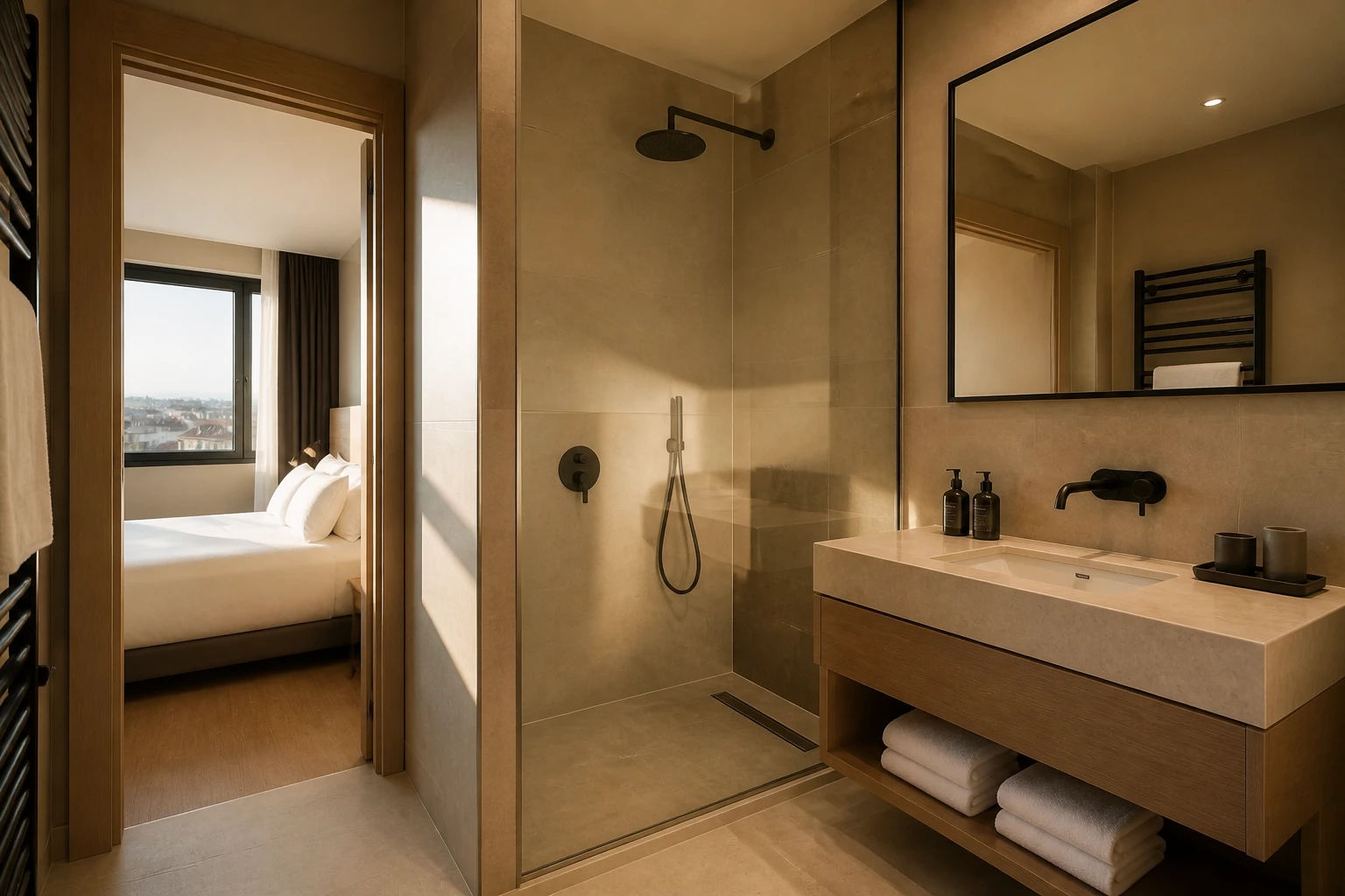 Bagno privato della City Room con doccia ampia