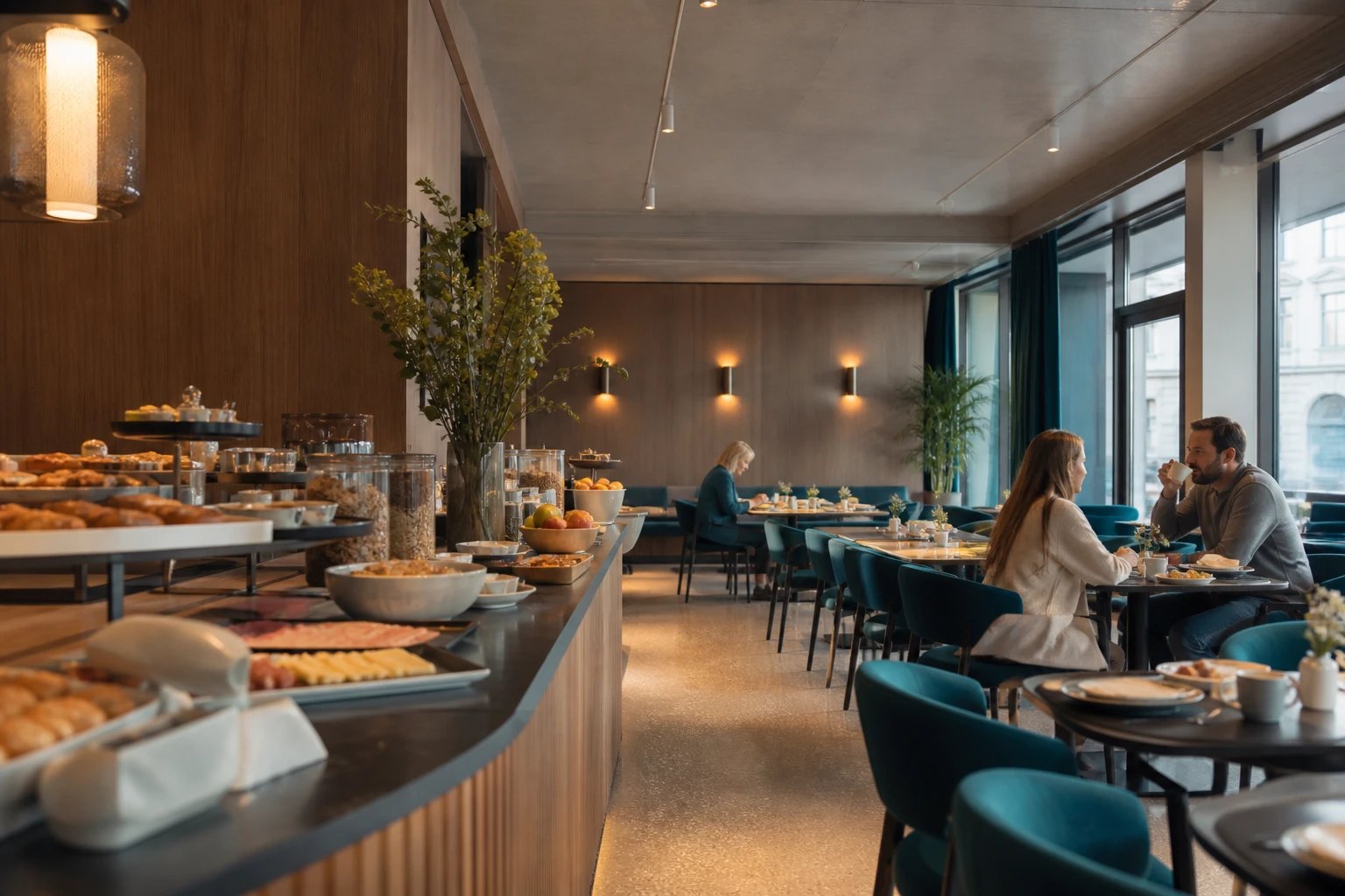 Sala colazione di Nodo 17 con buffet dolce e salato
