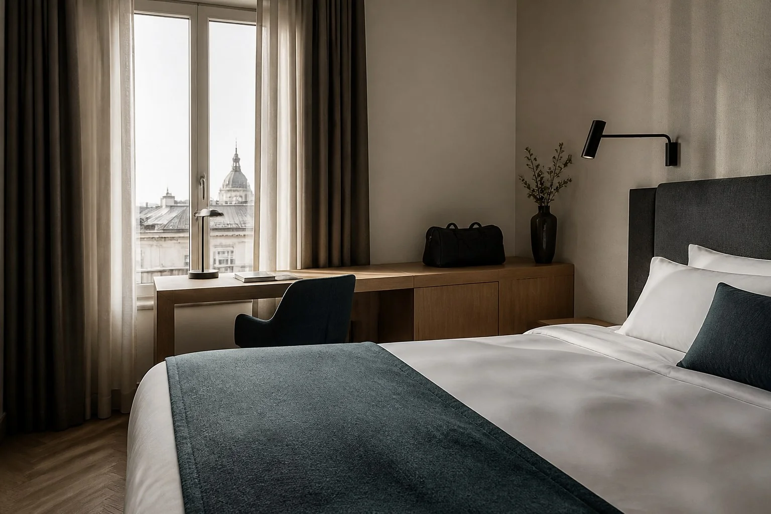 Letto e scrivania integrata della camera