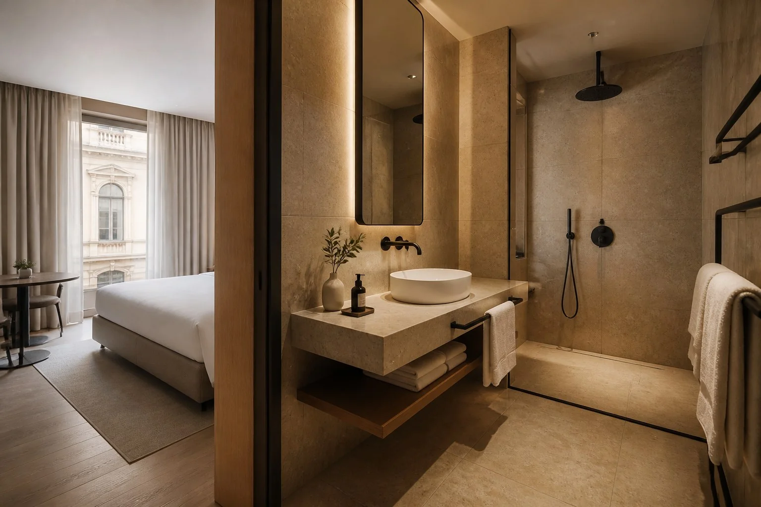 Bagno privato contemporaneo di una camera di Nodo 17