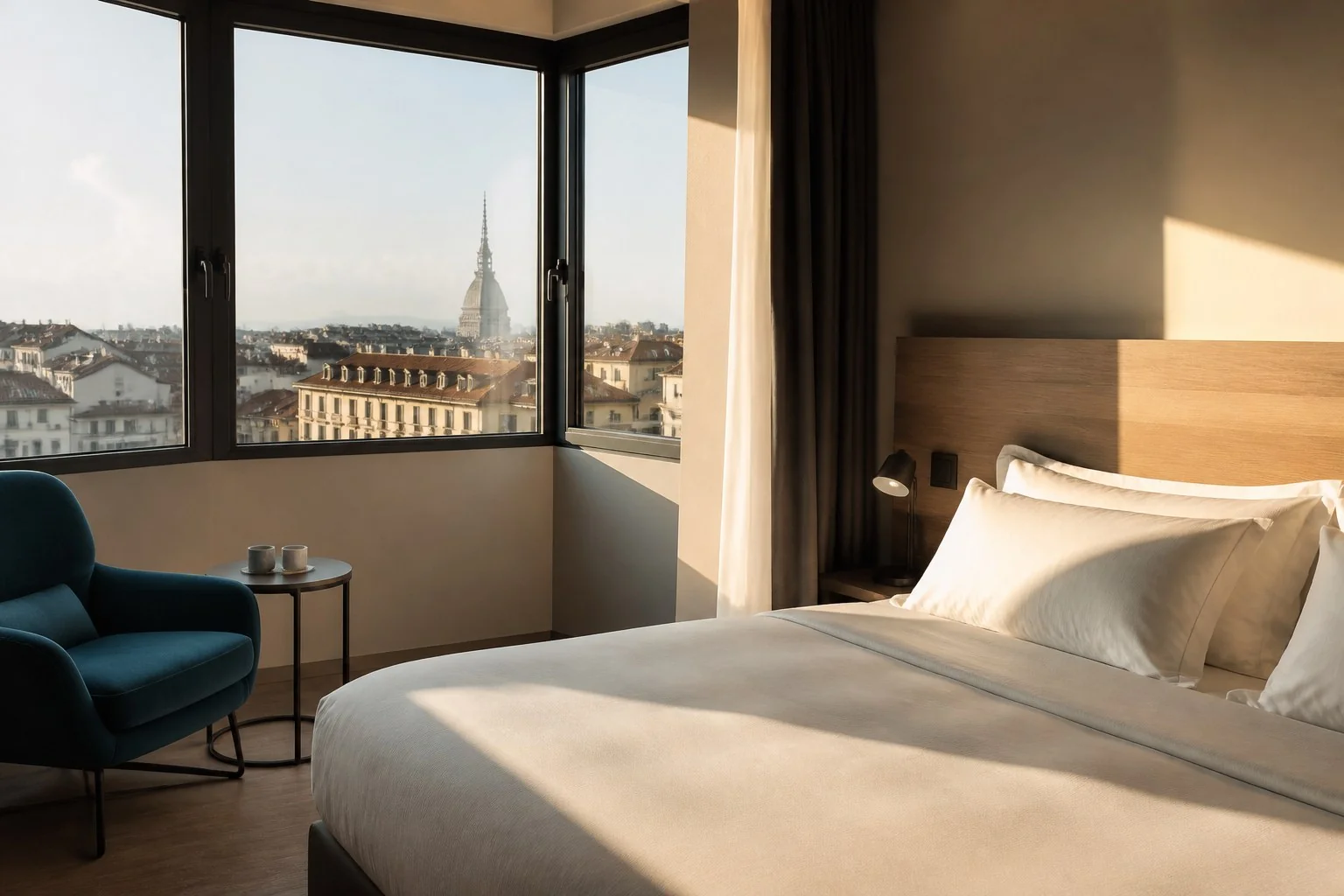 City Room con letto matrimoniale e vista sulla Mole Antonelliana