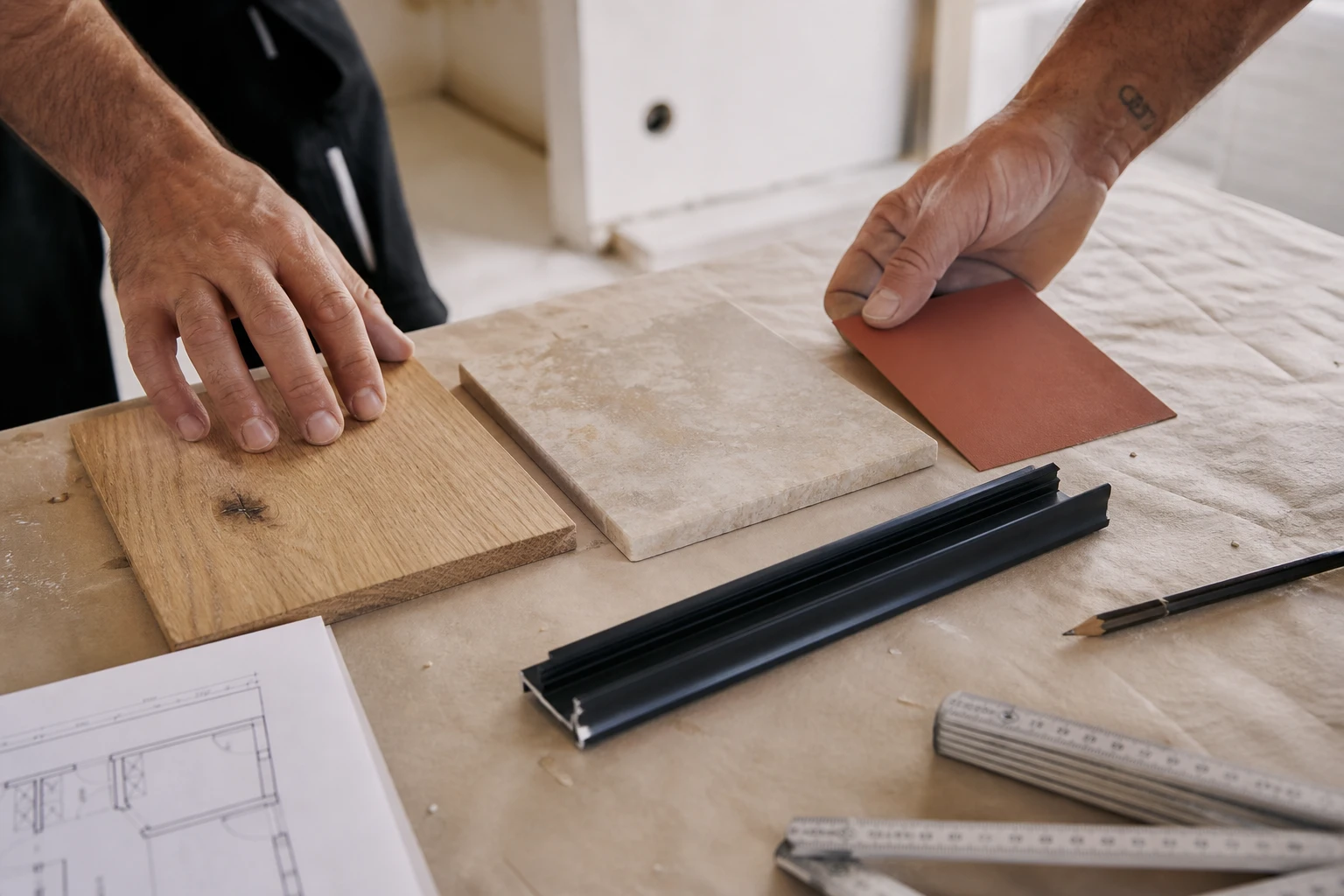 Legno, gres, pittura e profilo