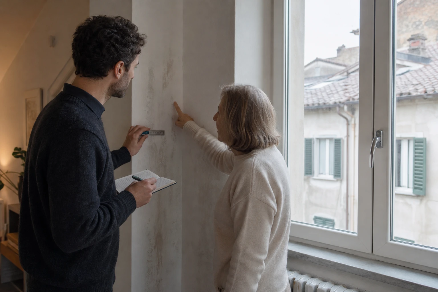Valutazione di una parete fredda vicino alla finestra