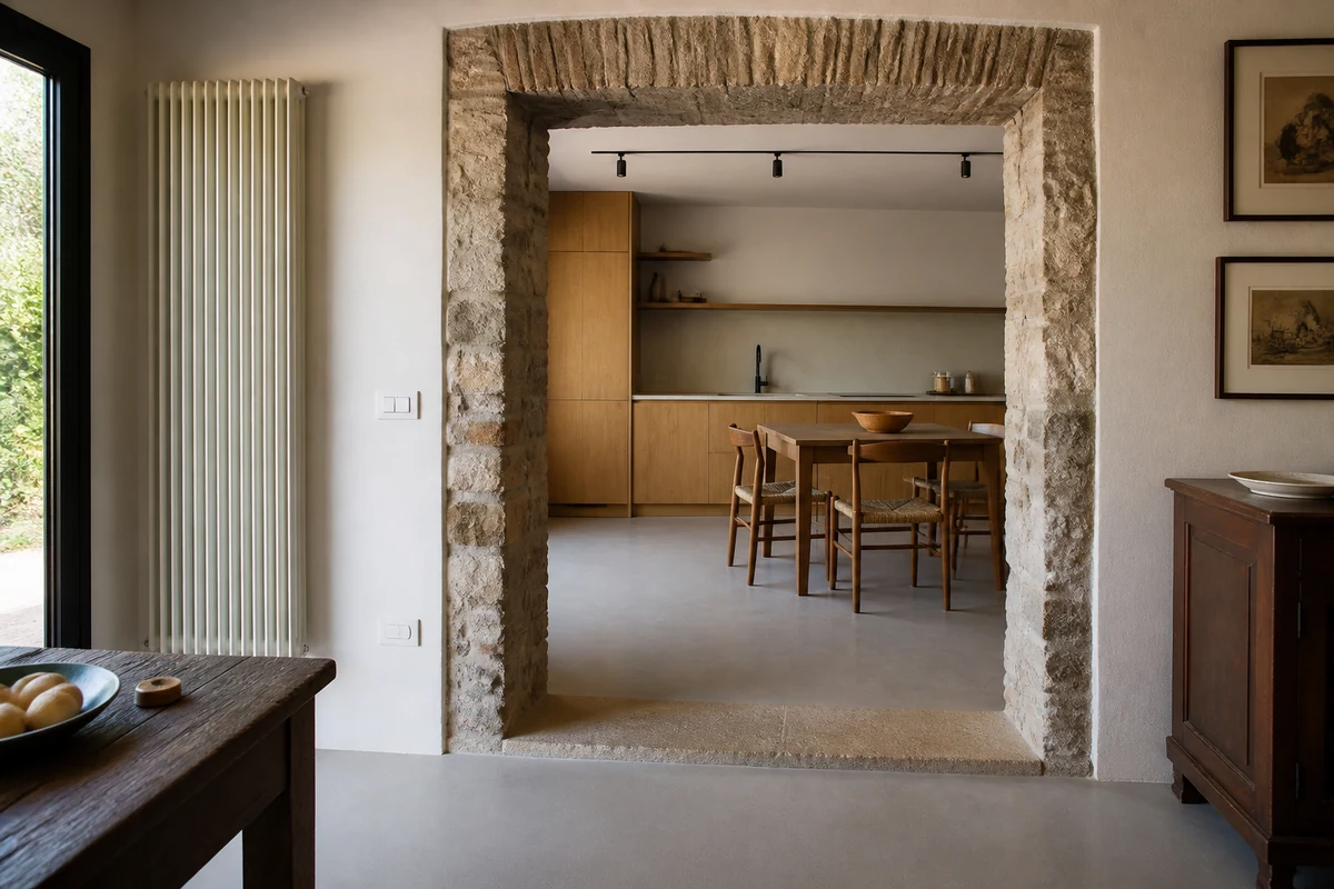 Casa ristrutturata sul Lago di Garda con apertura in pietra recuperata