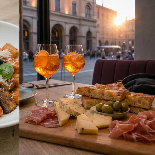 Due spritz con tagliere di salumi, formaggi, focaccia e olive