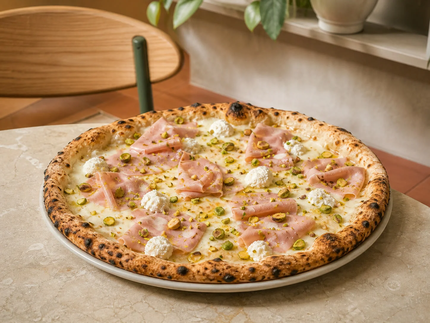 Pizza Mortadella e pistacchio