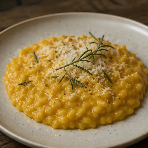 Risotto alla zucca con rosmarino e formaggio stagionato