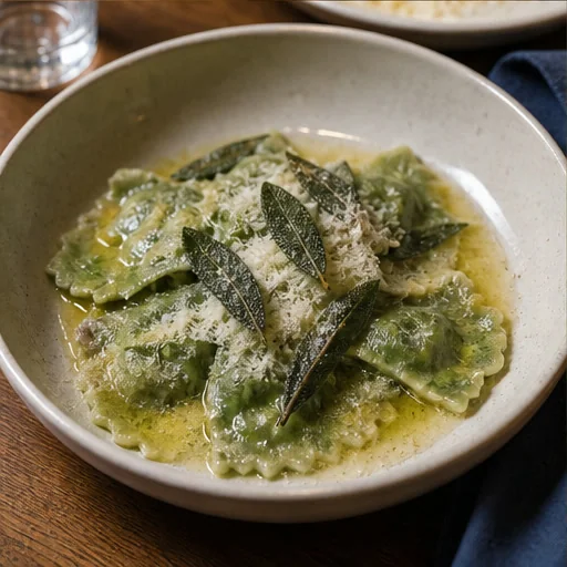 Tortelli verdi di erbette con burro, salvia e Parmigiano