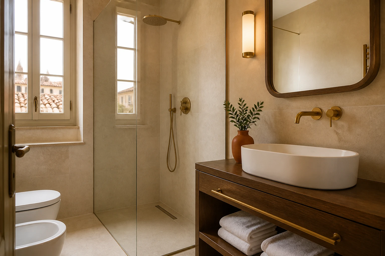 Bagno privato moderno e luminoso