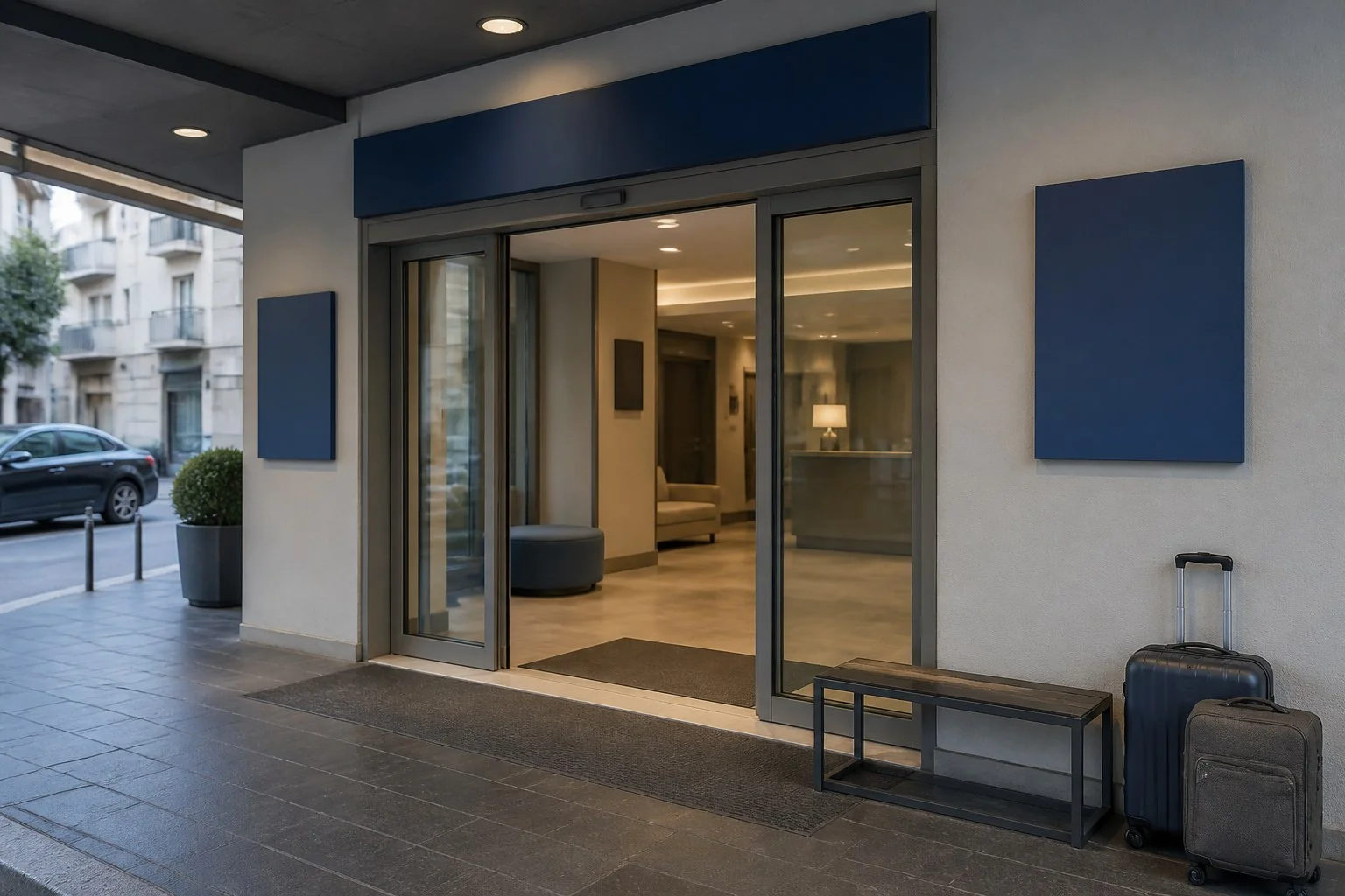 Ingresso del B&B con spazio per i bagagli