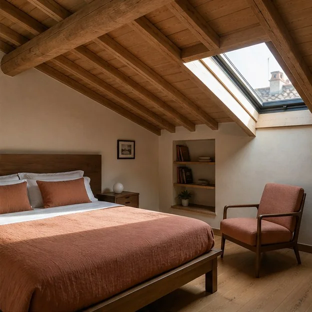 Letto e angolo lettura della Camera Mansarda
