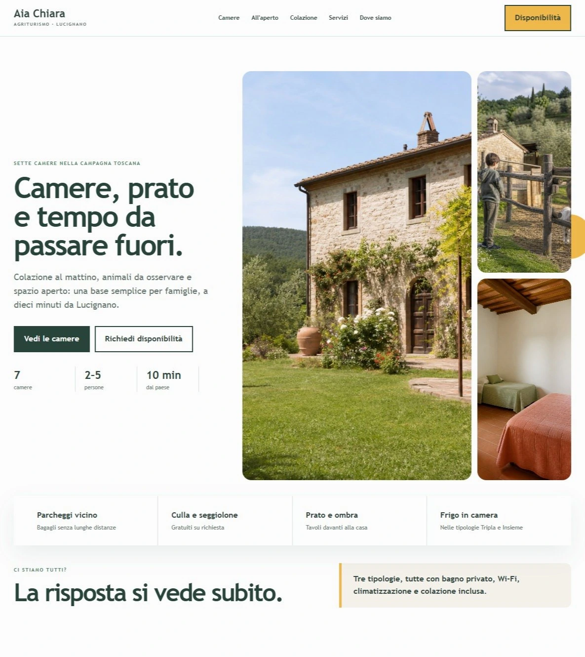 Sito Web professionale Aia Chiara: homepage e presentazione della struttura