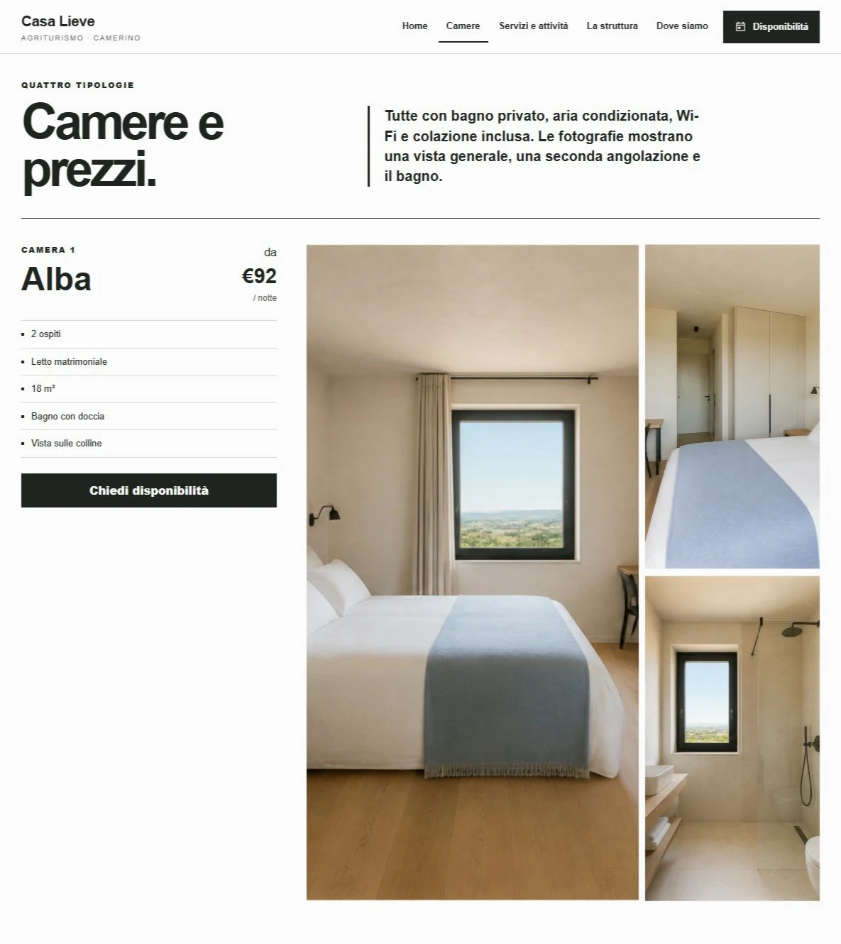 Sito Web professionale Casa Lieve: ambienti e soluzioni di soggiorno