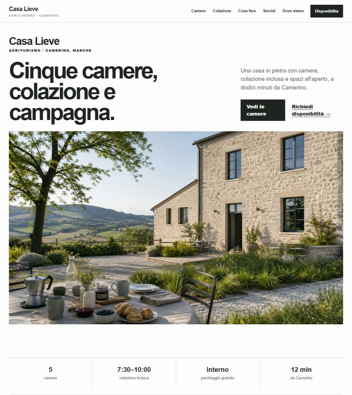 Sito Web professionale Casa Lieve: homepage e presentazione della struttura
