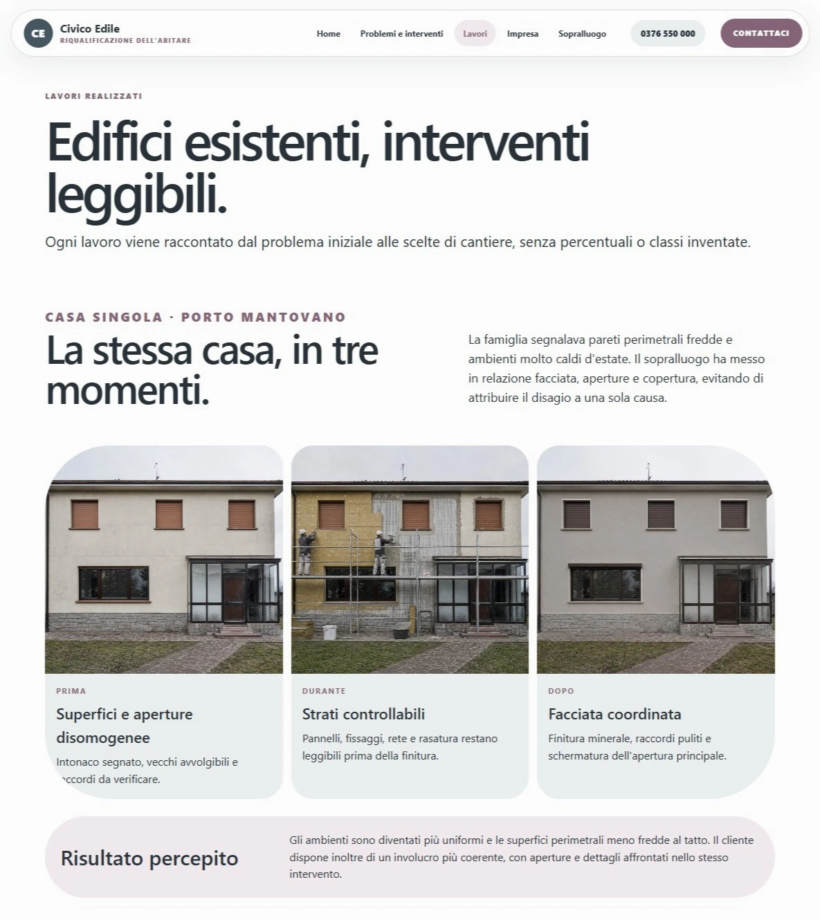 Sito Web professionale Civico Edile: lavori e interventi realizzati