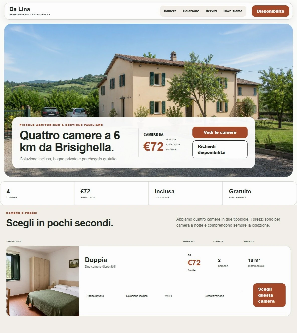 Sito Web professionale Da Lina: homepage e presentazione della struttura