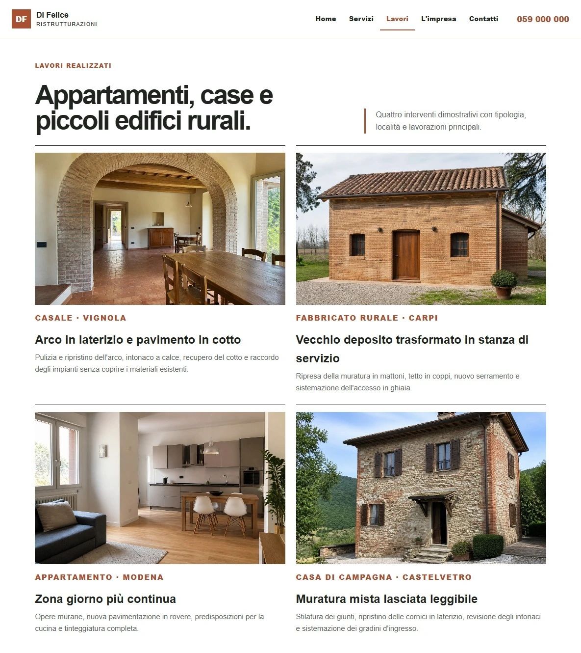 Sito Web professionale Di Felice Ristrutturazioni: lavori e interventi realizzati