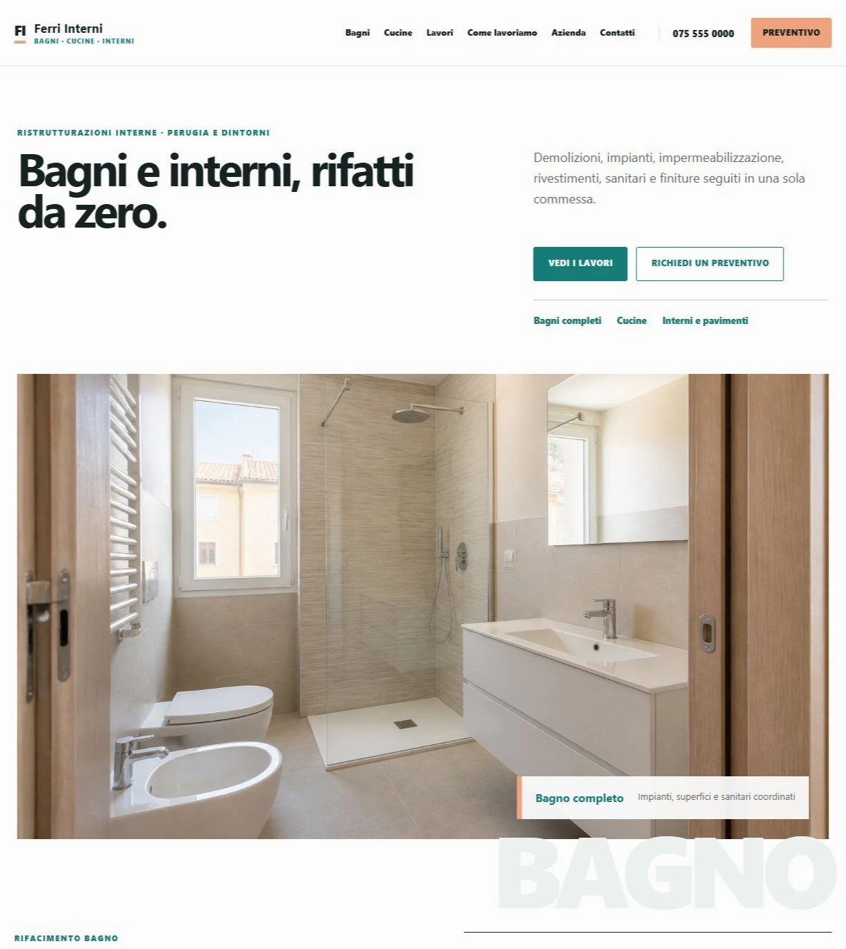 Sito Web professionale Ferri Interni: homepage e presentazione dell'impresa