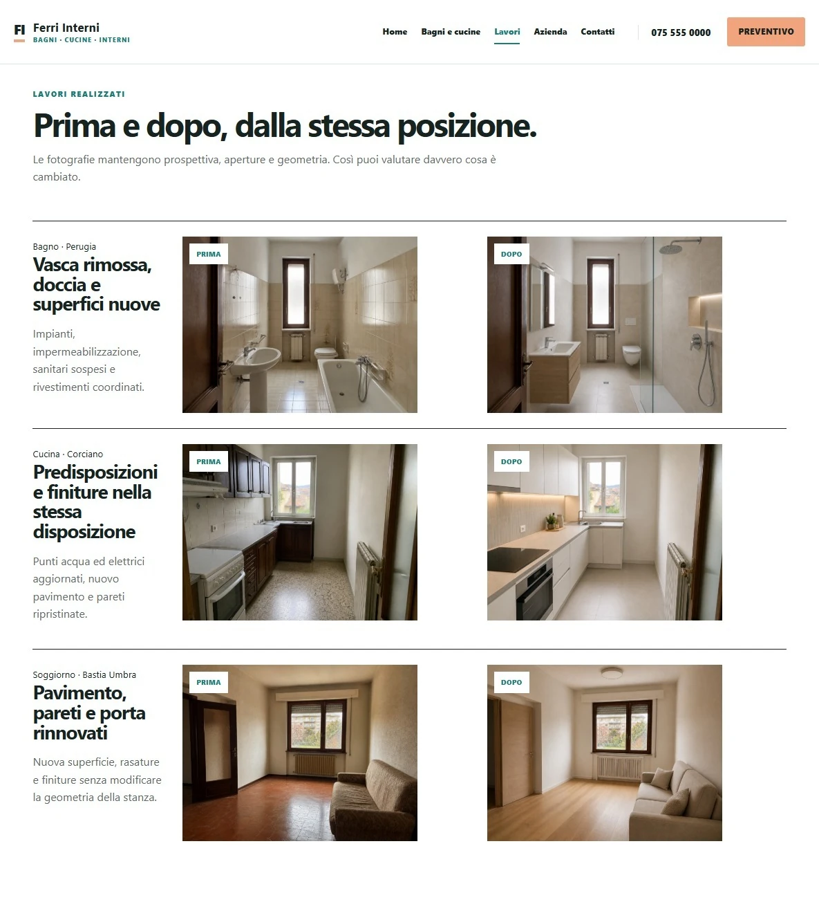 Sito Web professionale Ferri Interni: lavori e interventi realizzati