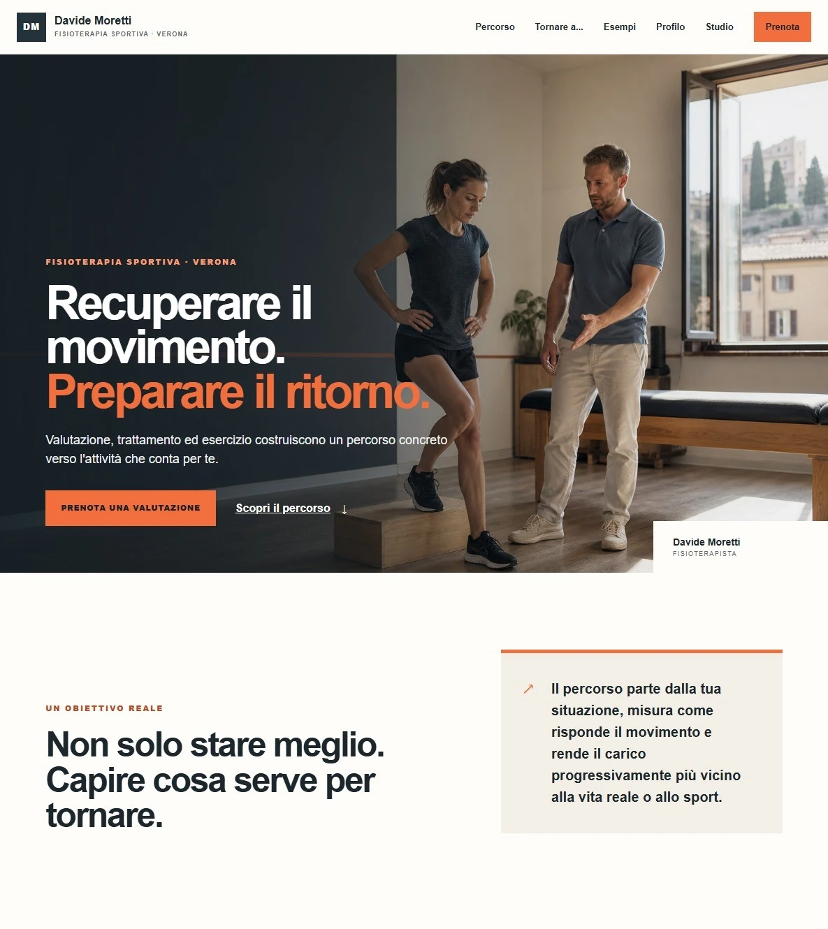 Sito Web professionale per fisioterapista Creativo: homepage e professionista