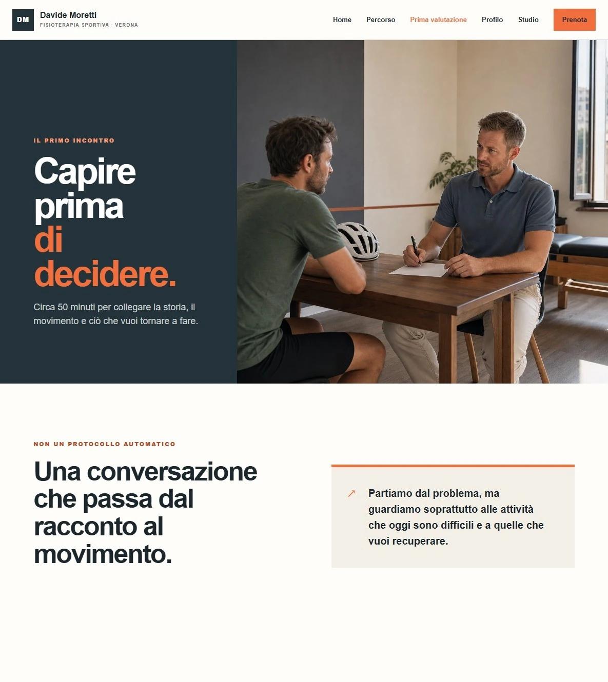Sito Web professionale per fisioterapista Creativo: percorso e prima valutazione