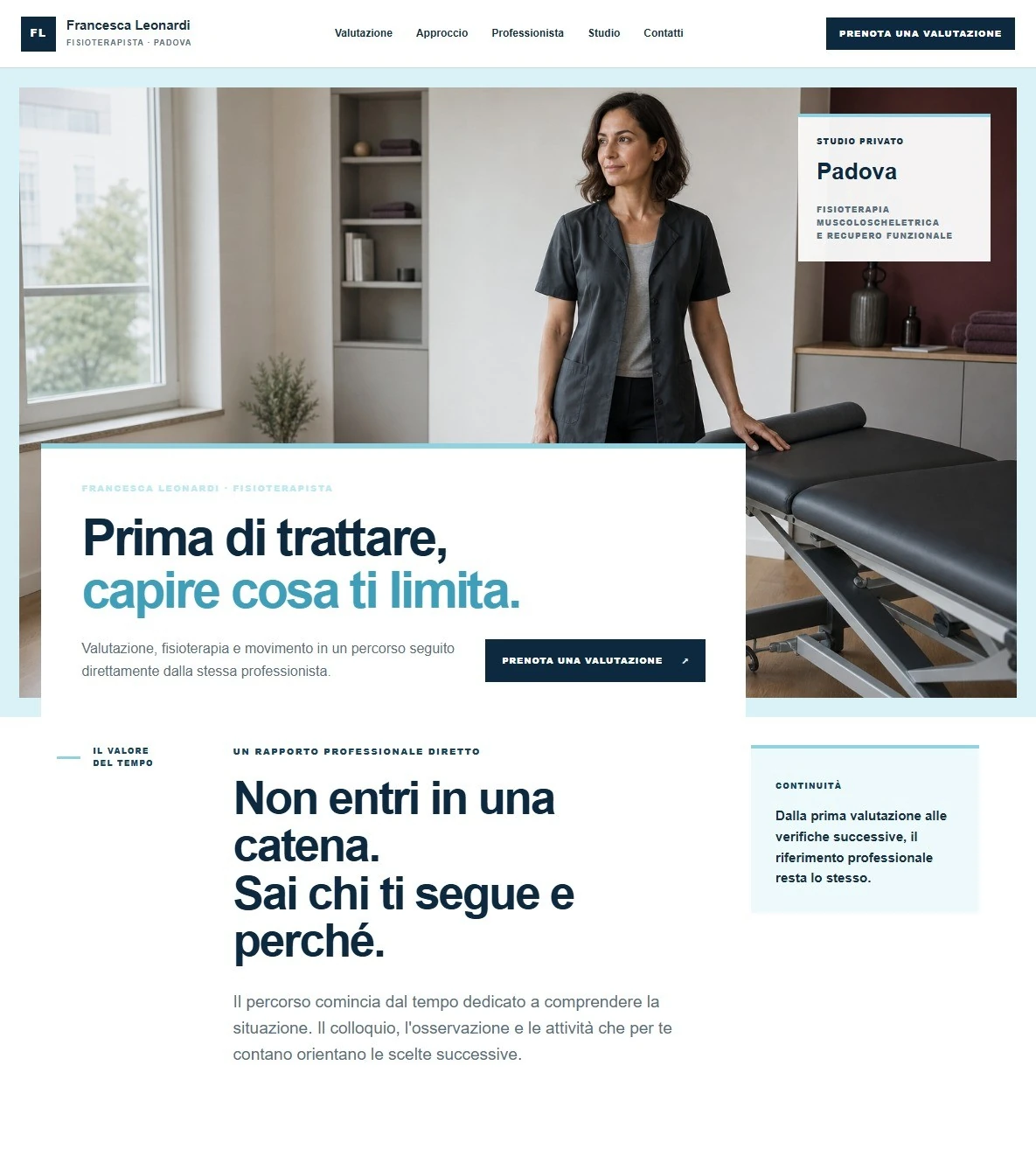 Sito Web professionale per fisioterapista Elegante: homepage e professionista