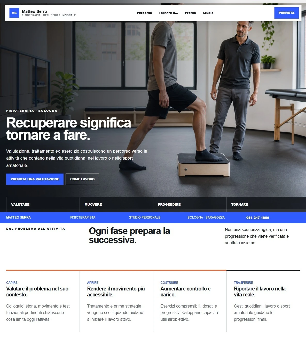 Sito Web professionale per fisioterapista Moderno: homepage e professionista