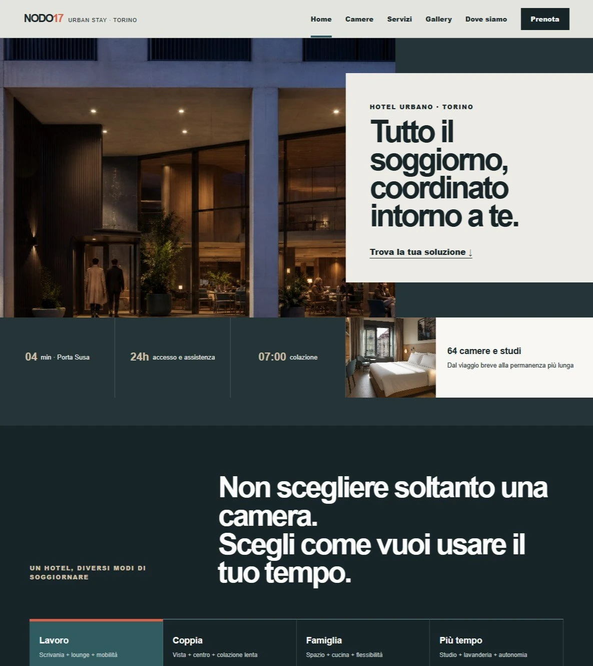 Sito Web professionale Nodo 17: homepage e presentazione della struttura