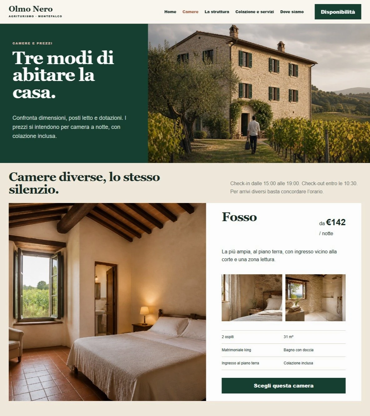 Sito Web professionale Olmo Nero: ambienti e soluzioni di soggiorno