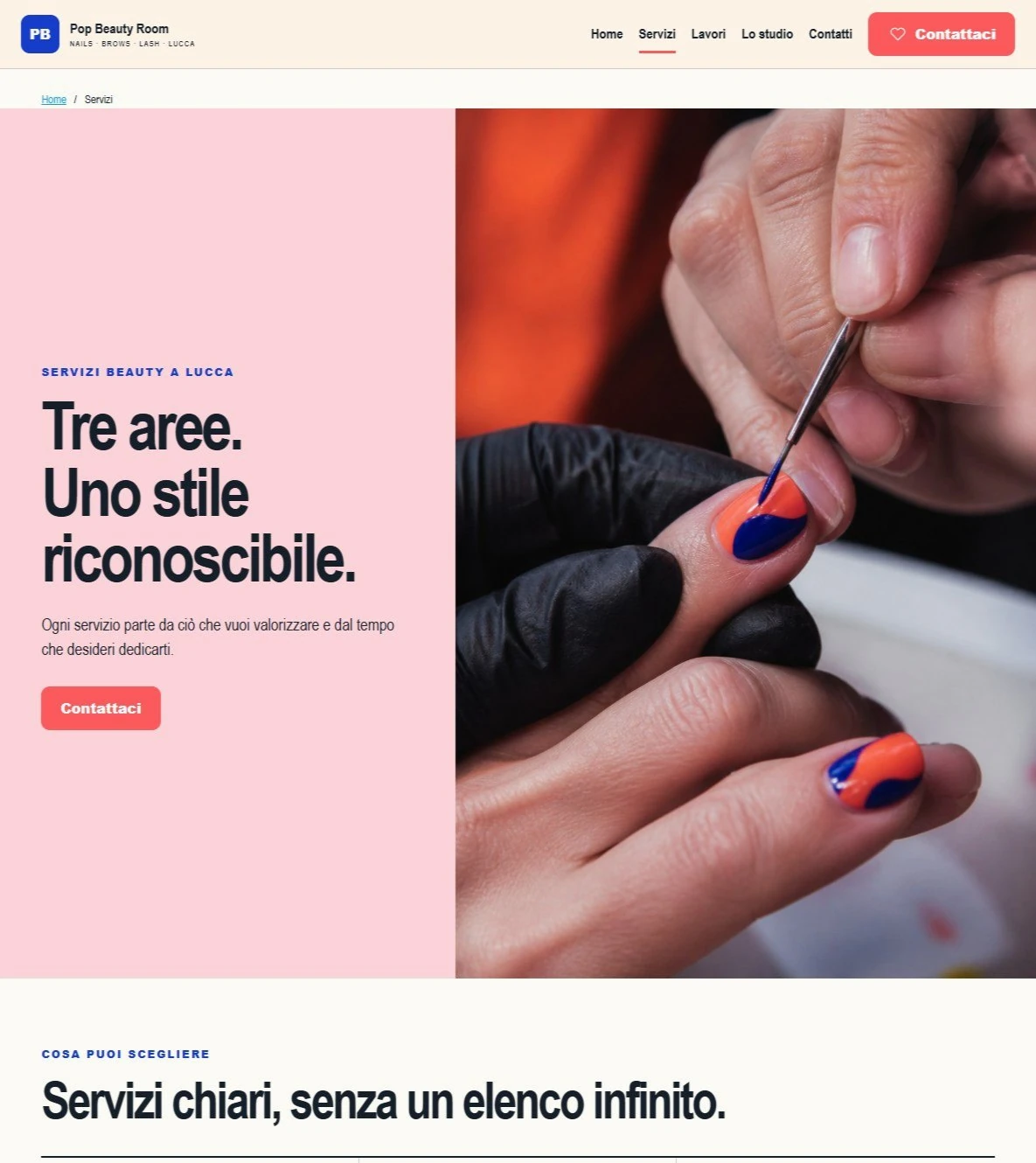 Sito Web professionale Pop Beauty Room: trattamenti e servizi