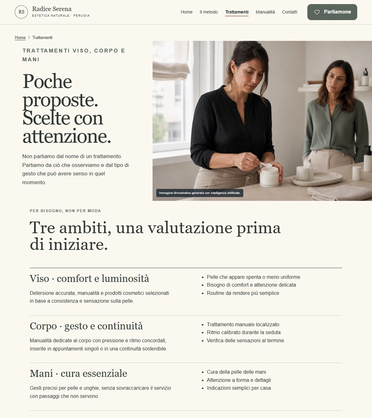 Sito Web professionale Radice Serena: trattamenti e servizi