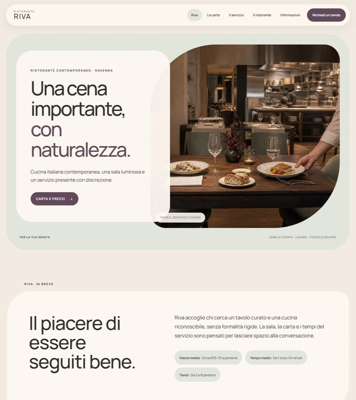 Sito Web professionale per ristoranti Riva: homepage e presentazione del locale