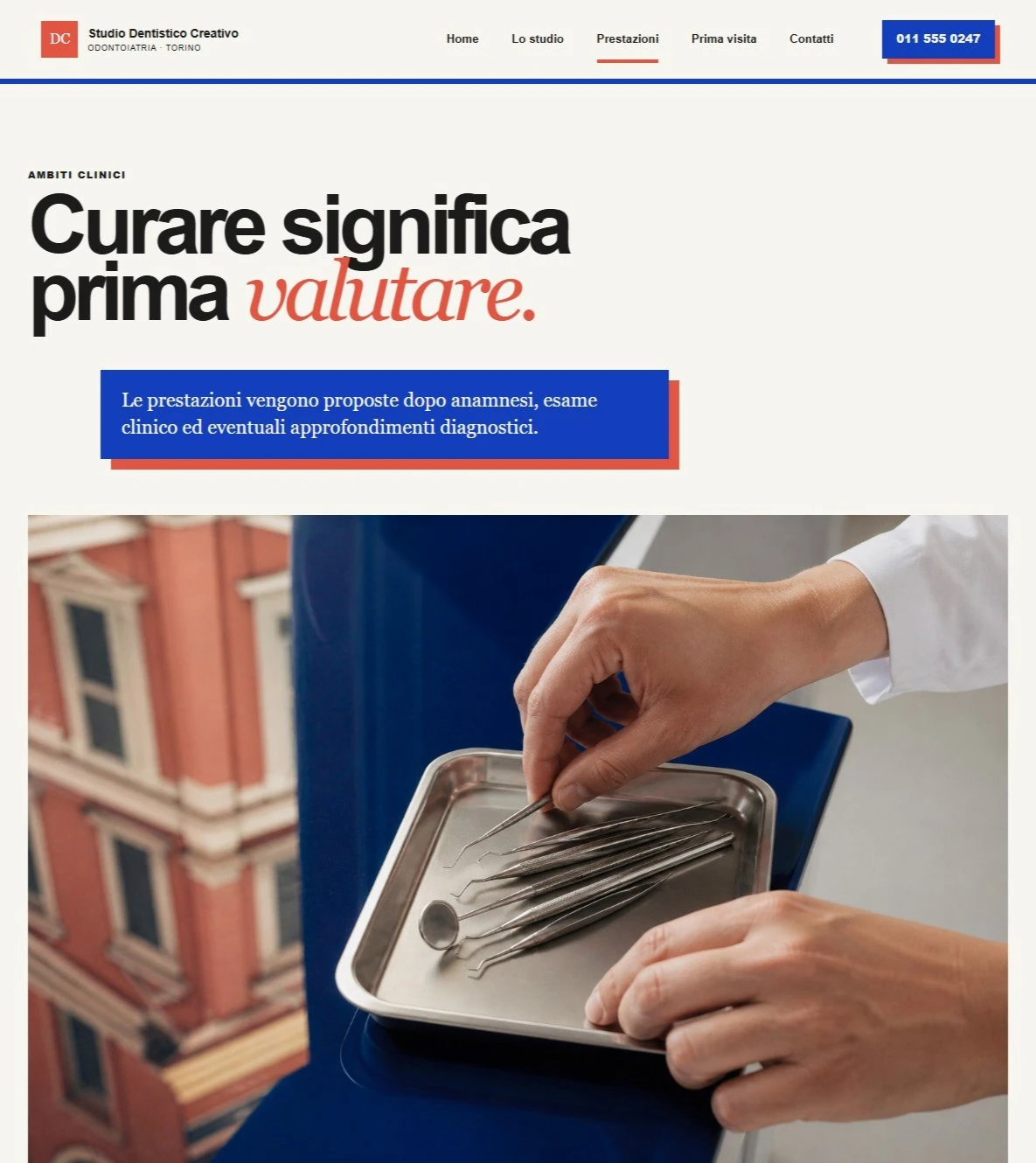 Sito Web professionale Studio Dentistico Creativo: prestazioni odontoiatriche