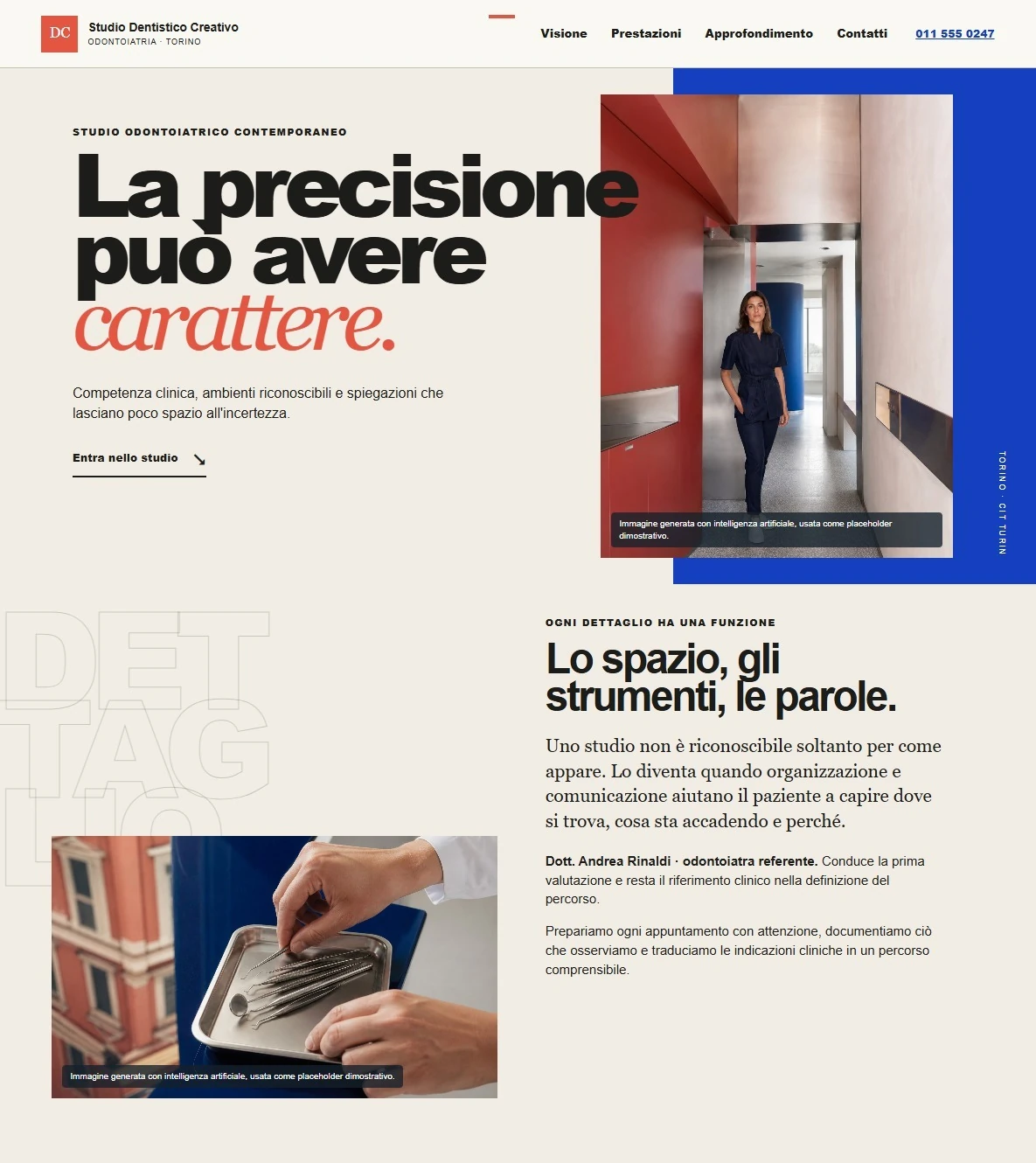 Sito Web professionale Studio Dentistico Creativo: homepage e presentazione dello studio dentistico