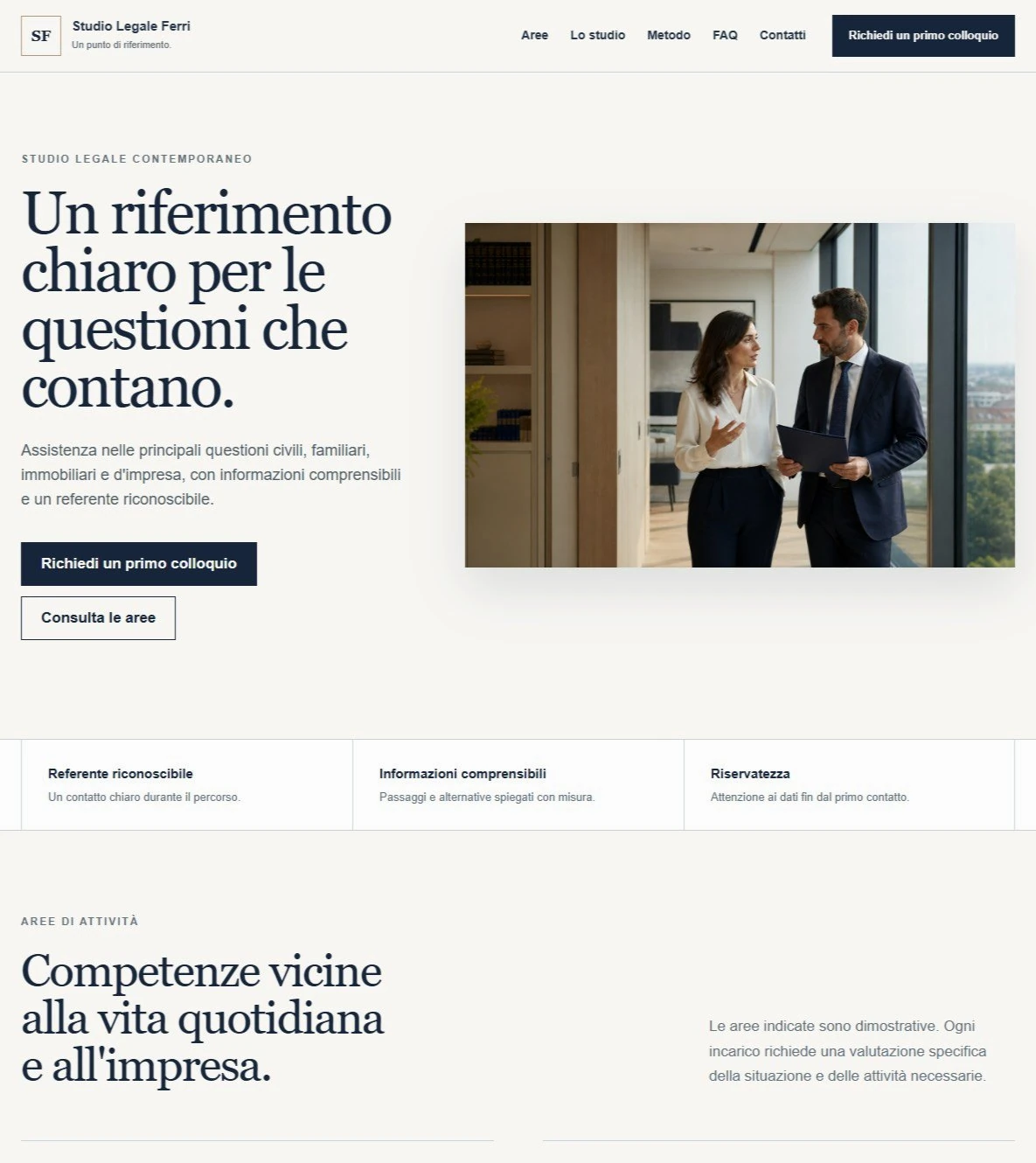 Sito Web professionale Studio Legale Classic: homepage e presentazione dello studio