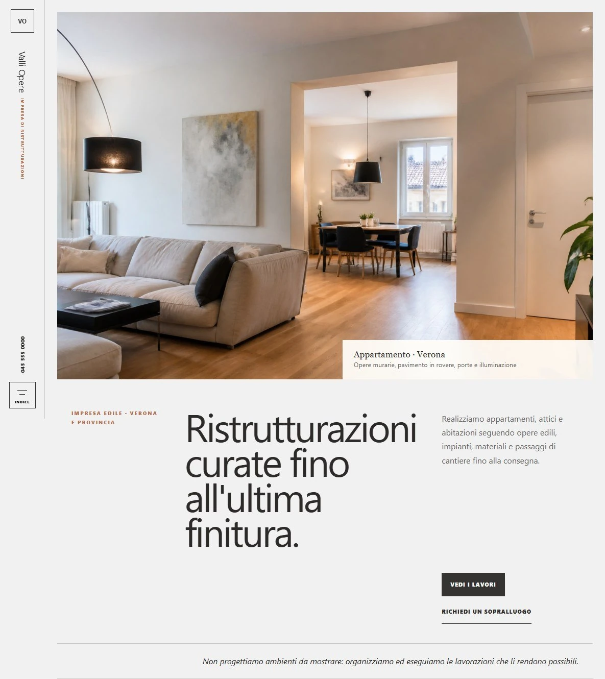 Sito Web professionale Valli Opere: homepage e presentazione dell'impresa