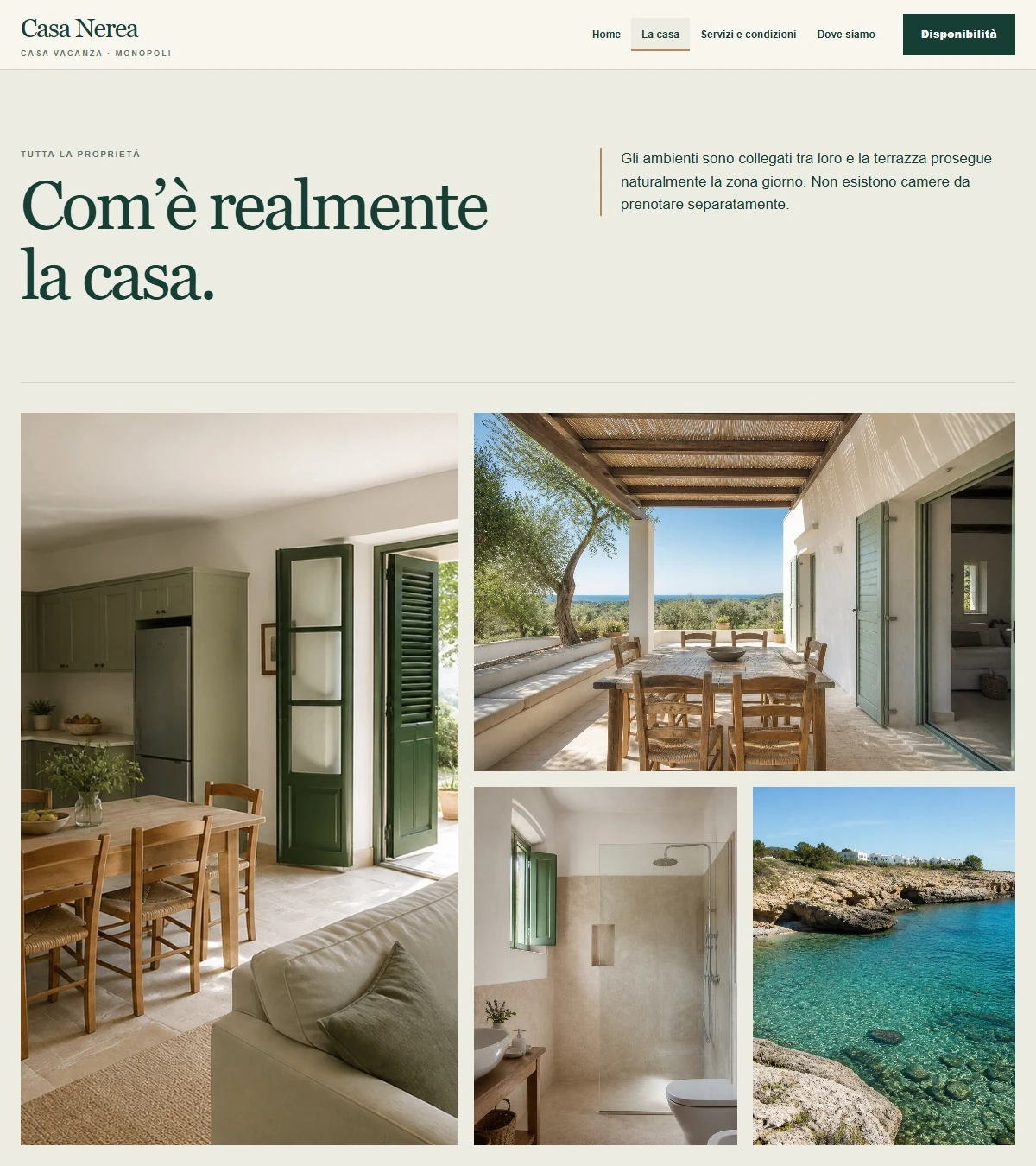 Sito Web professionale Casa Nerea: ambienti e soluzioni di soggiorno