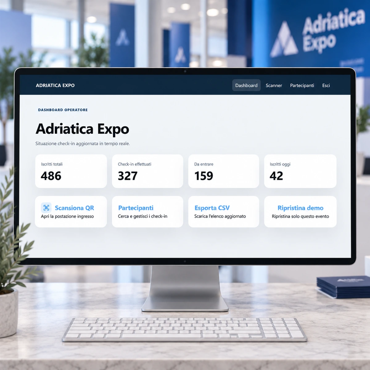 Adriatica Expo - area operatore su monitor, mockup dimostrativo