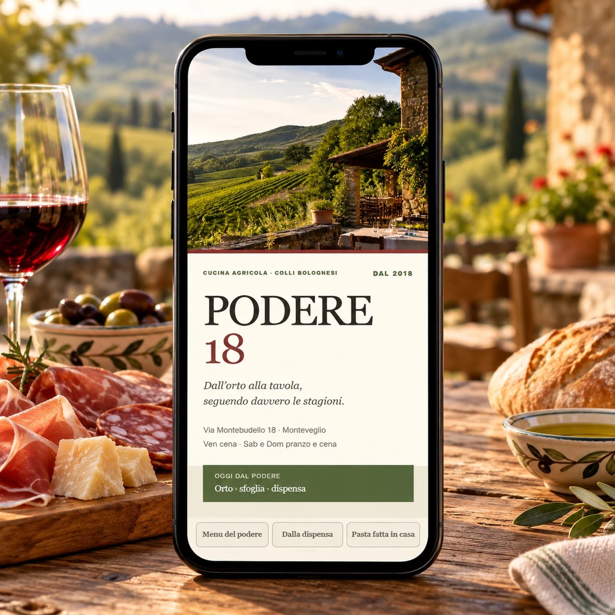 Menu QR Code per Agriturismi - Menu su smartphone - mockup dimostrativo