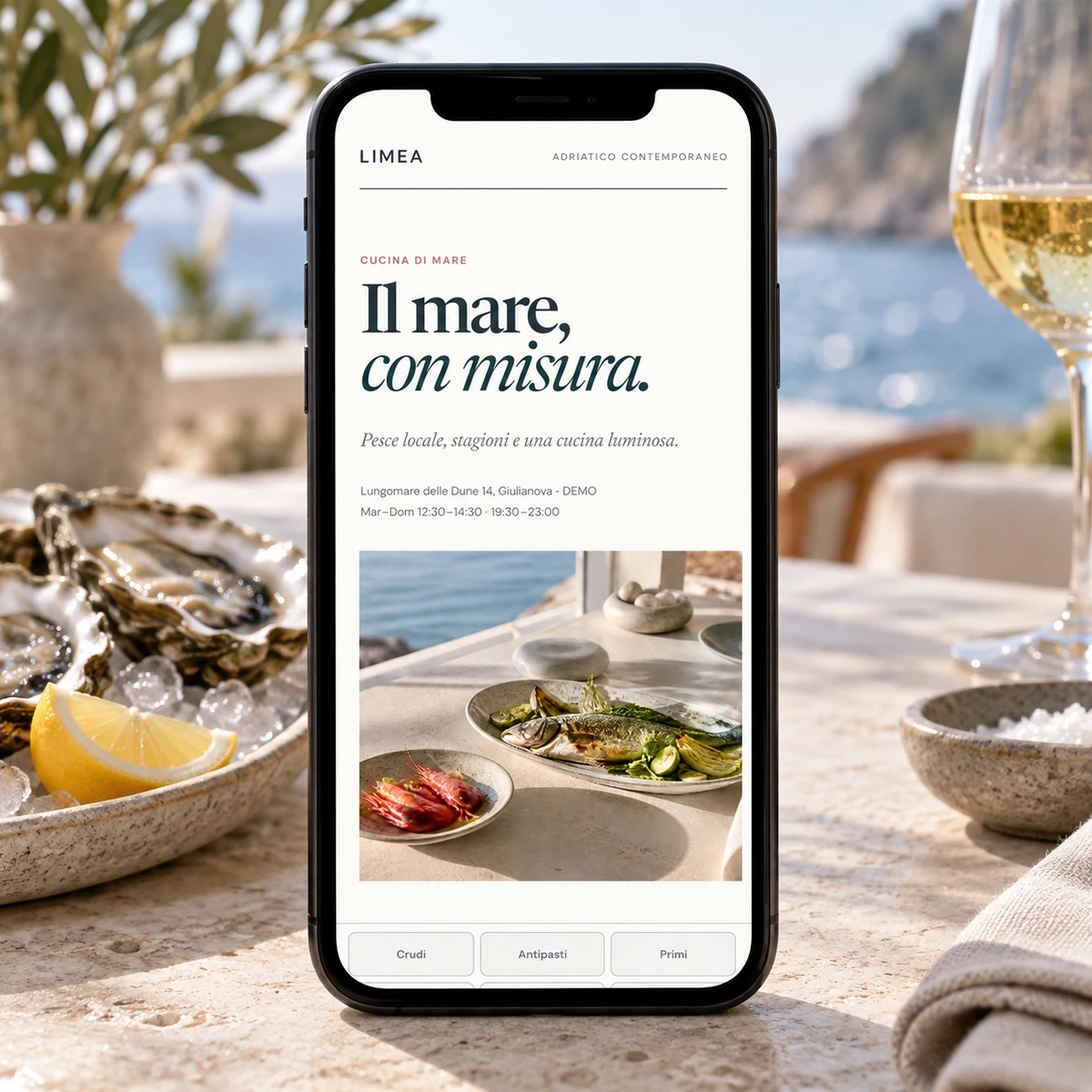 Menu QR Code per Ristoranti di Pesce - Menu su smartphone - mockup dimostrativo