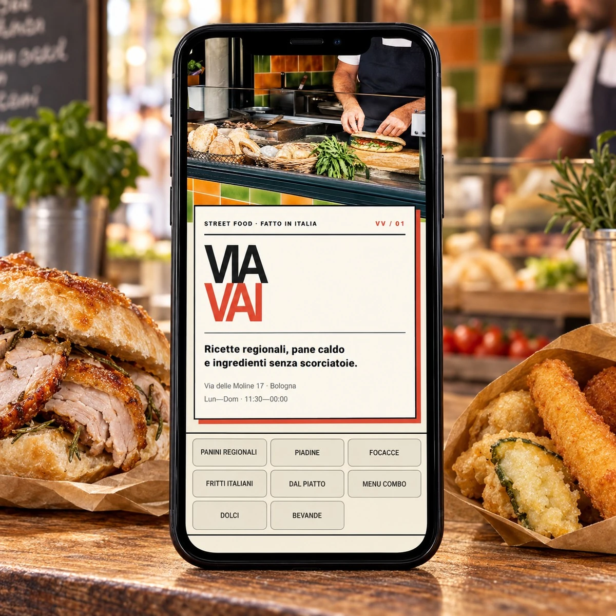 Menu QR Code per Street Food - Menu su smartphone - mockup dimostrativo